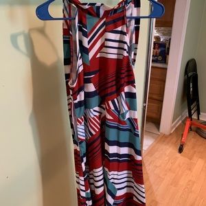 Red, white, and light blue dress